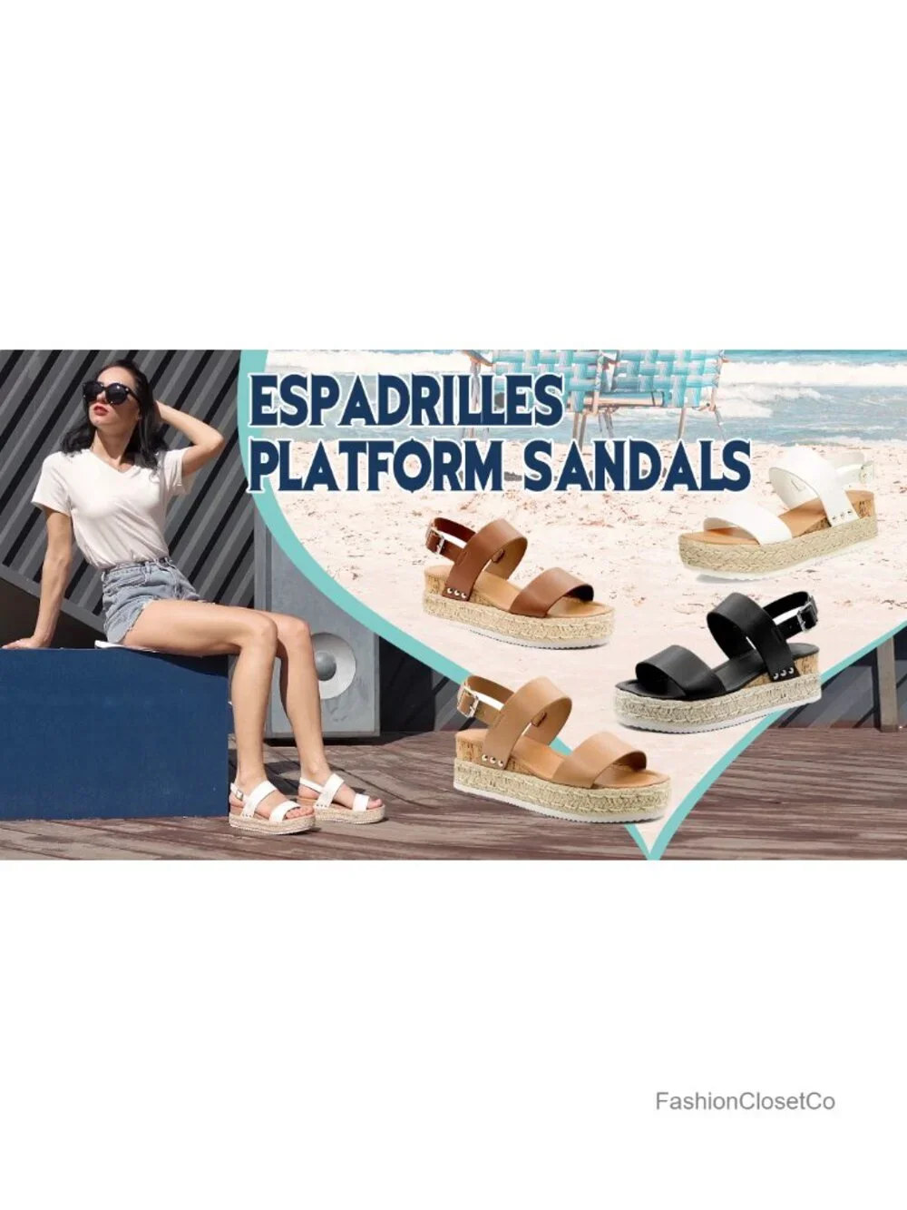 Espadrilles Sandals Ankle Strap Buckle Wedge Open Toe Platform Sandals